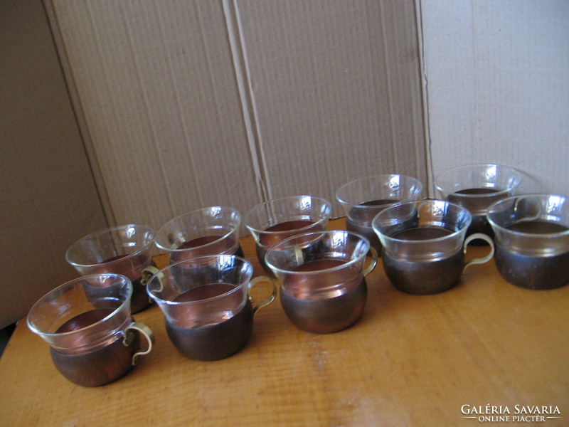 Jena tea, mulled wine and coffee glasses in a copper holder 6+4