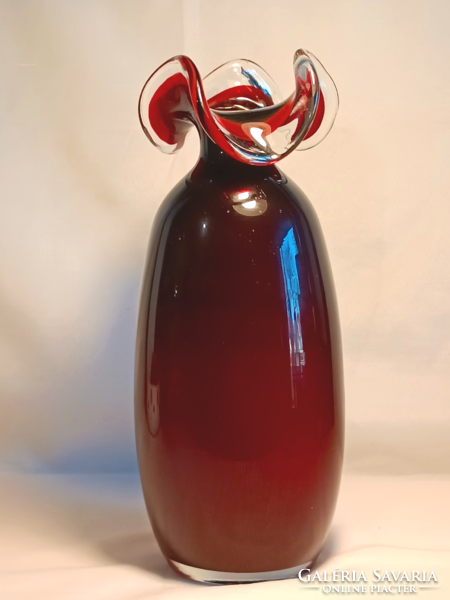 Bíbor pácolt art deco üveg váza