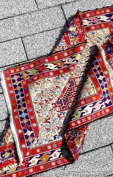 Iráni kézi Soumak Shahsavan kilim szőnyeg.113 cm - 142 cm. Alkudható!