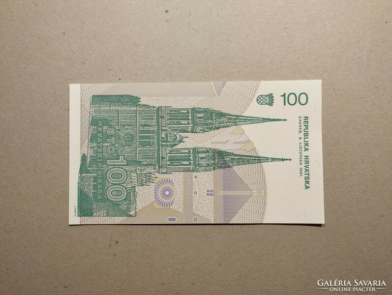 Horvátország-100 Dinara 1991 UNC
