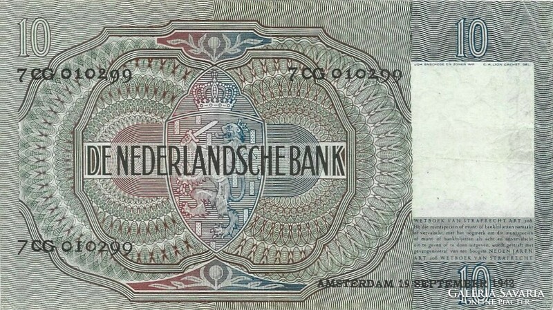 10 Gulden 1942 Netherlands