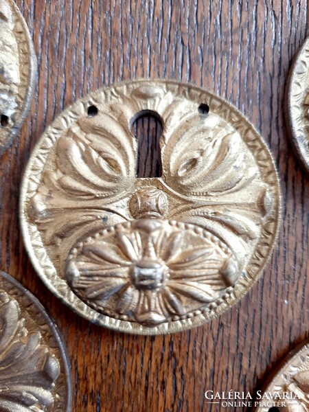 Art Nouveau copper key tags with tooth handles 7 pcs