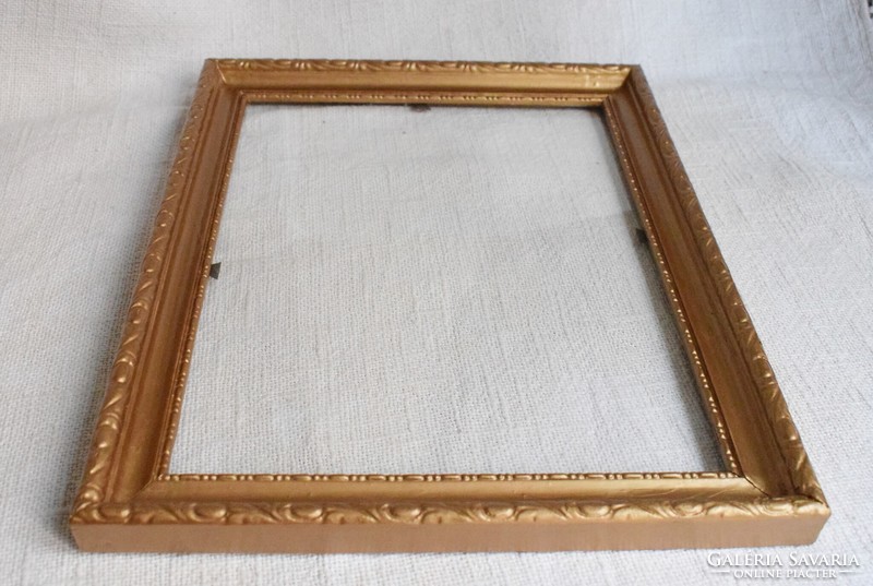 Picture frame, frame, glazed, gold color 38 x 30 cm, frame thickness 3.3 cm