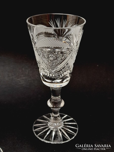 Short drinking polished crystal glasses, 5 in one