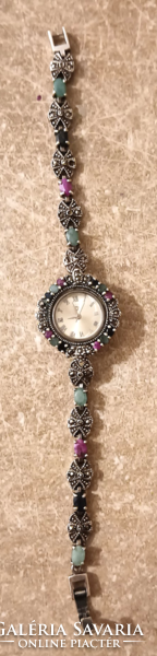 925 Sterling silver women's watch encrusted with precious stones