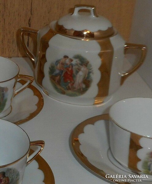 Altwien-style mythology present porcelain coffee set_gilded showcase decoration sale!