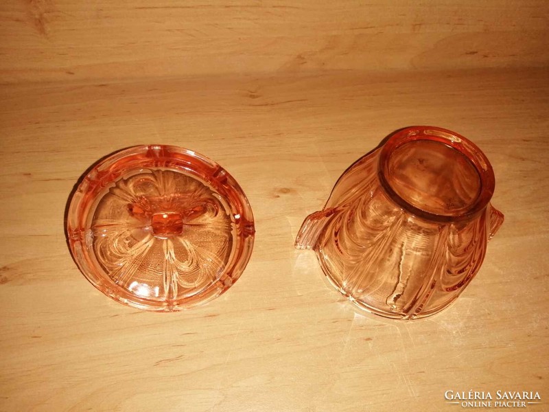 Antique coral colored glass sugar bowl (23/d)