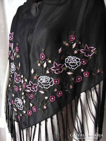 Beautiful embroidered / fringed shawl