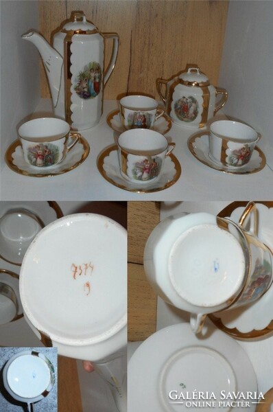 Altwien-style mythology present porcelain coffee set_gilded showcase decoration sale!