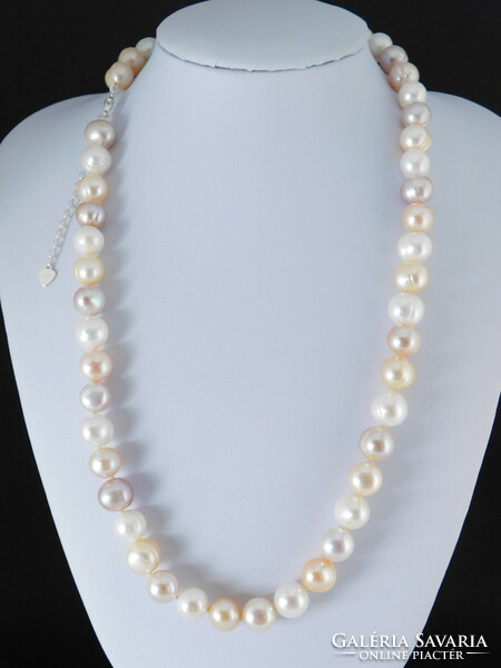 Pearl necklace silver 925 with adjustable clasp, multicolored pearls
