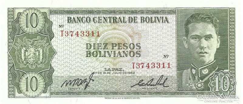 10 Bolivianos 1962 Bolivia unc