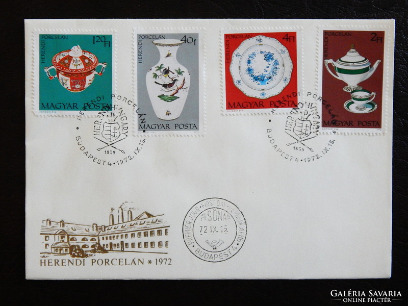 Fdc 1972. Herend porcelain - set of stamps divided into 2 envelopes
