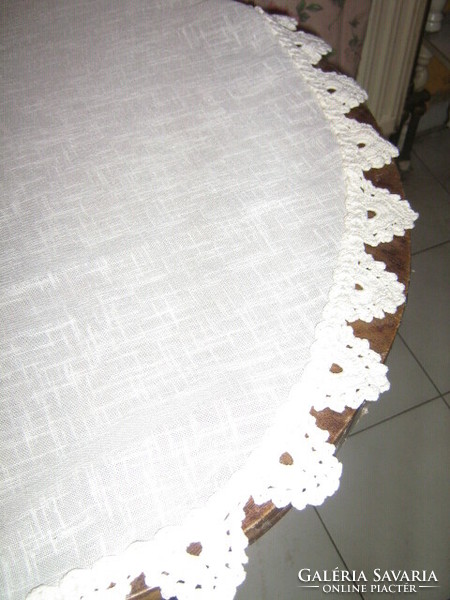 Beautiful hand crocheted lace stained glass curtain with rounded corners