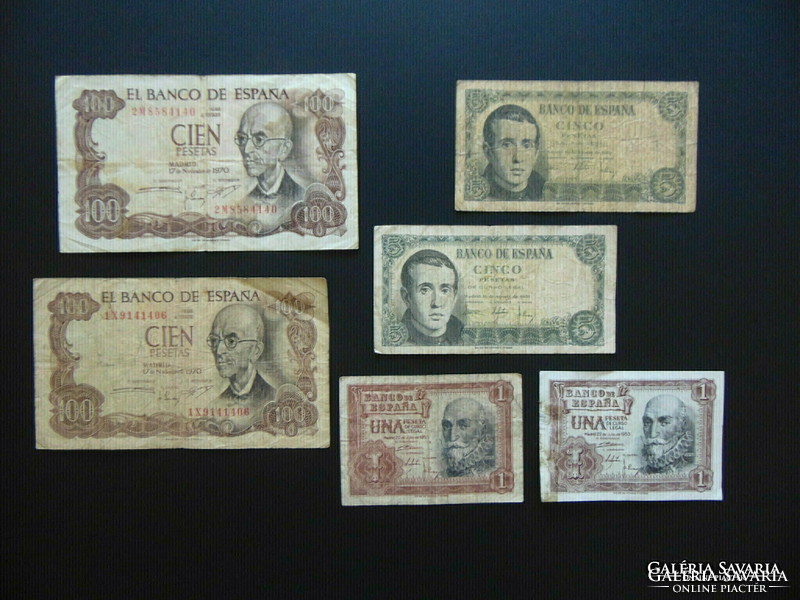 Spain peseta banknote 6 pieces lot!