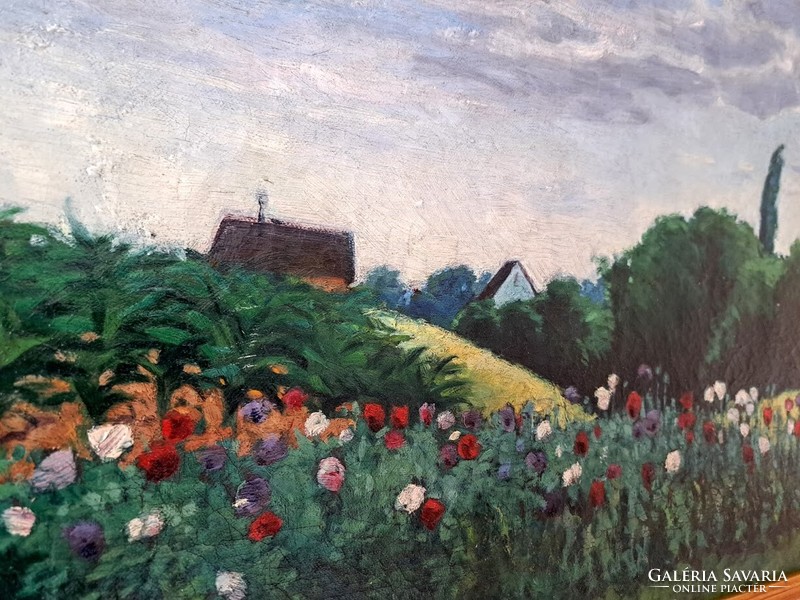 József Klein (1896 - 1945) field with flowers (summer in Nagybánya), 1934