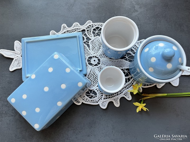 Light blue polka dot porcelain table set