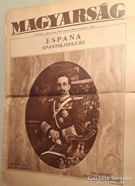 1929 / Hungarian / old original newspaper alfonz xiii. King