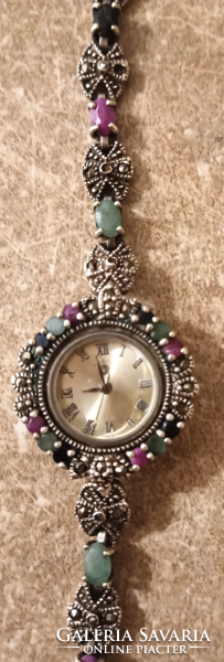 925 Sterling silver women's watch encrusted with precious stones