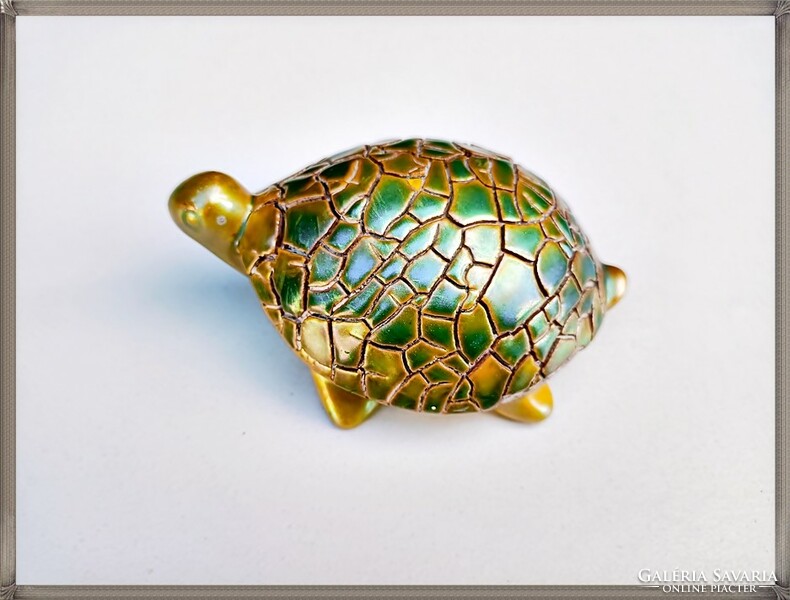 Zsolnay's rare eosin shrunk glazed tortoise