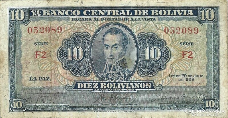 10 Bolivianos 1928 2. Issue Bolivia