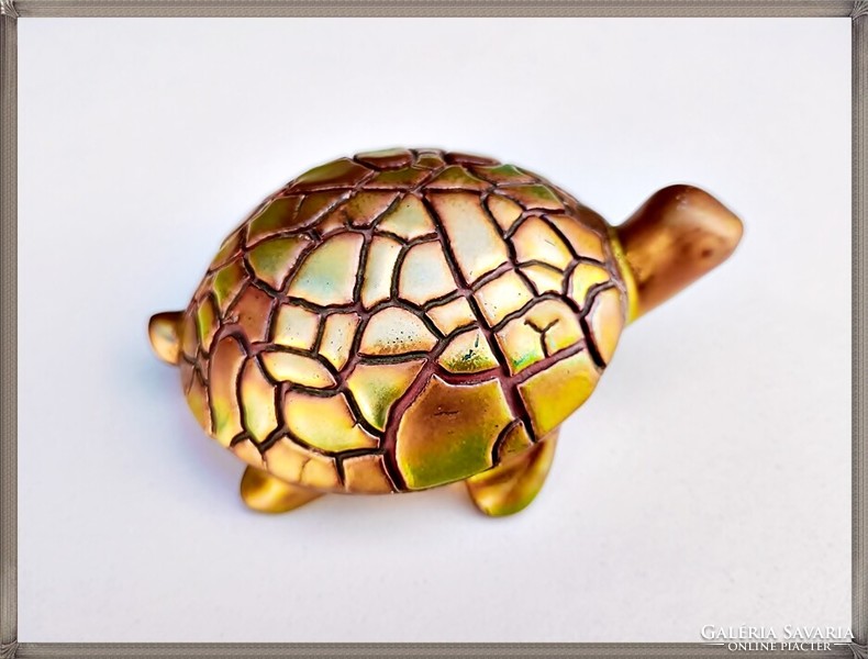 Zsolnay rare collector's eosin shrink glazed turtle tortoise