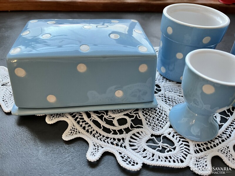 Light blue polka dot porcelain table set