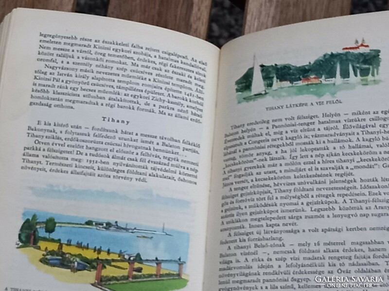 Retro Hungary guidebook, including Budapest, Balaton with beautiful midcentury illustrations (1955)