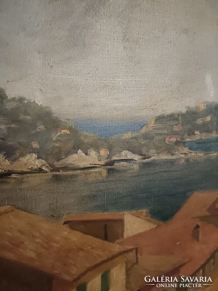 HUF 1 auction! Oil painting around 1900! Villefranche sur mer! Painted by Mrs. Hofhauser.