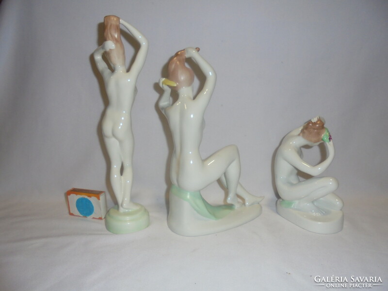Három darab Aquincum porcelán női akt figura, nipp - együtt