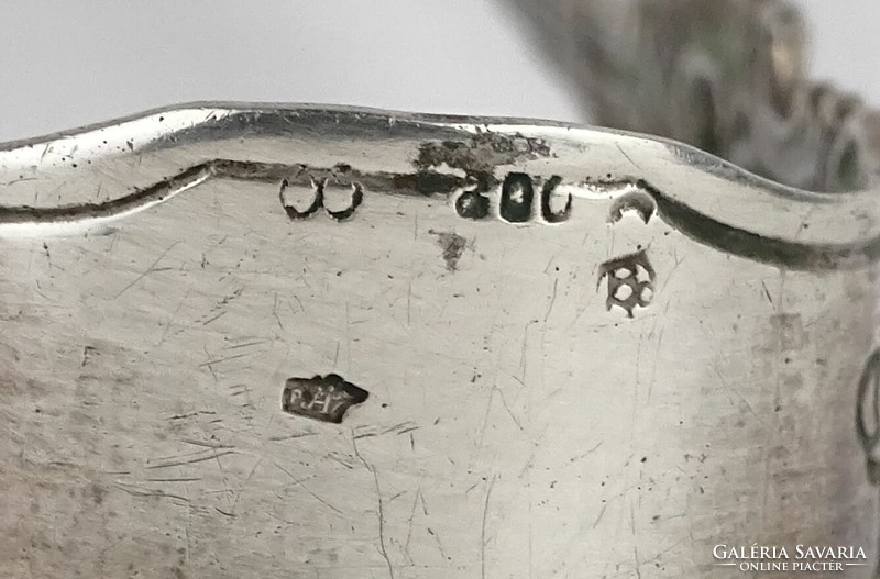 1P845 Antik 800-as finomságú ezüst madárlábas barokk cukorfogó csipesz
