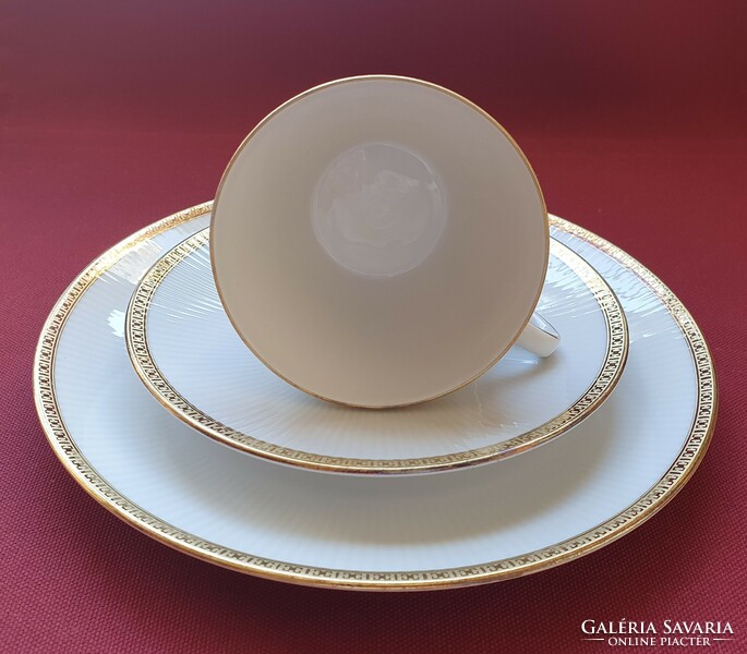 Seltmann Weiden Bavaria német porcelán reggeliző szett kávés teás csésze csészealj kistányér arany