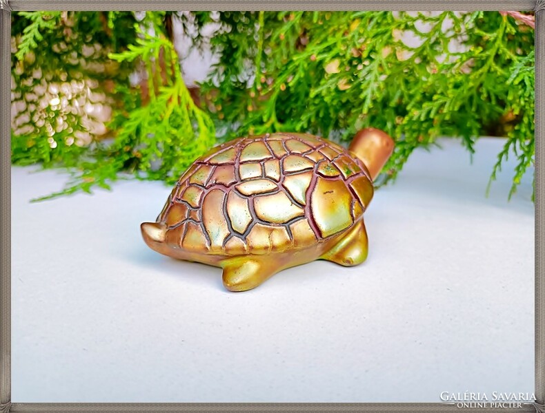 Zsolnay rare collector's eosin shrink glazed turtle tortoise