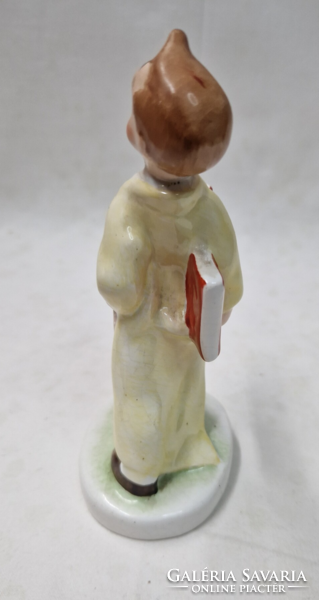 Régi Budapesti Üvegipari Vállalat Tudós fiú kézzel festett kerámia figura hibátlan állapotban 15 cm