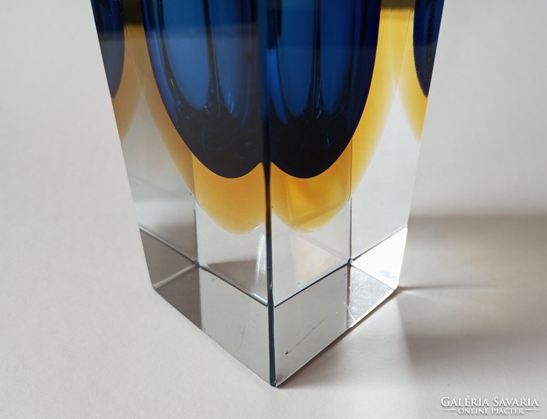 Flavio Poli modernist block vase Murano 1970's