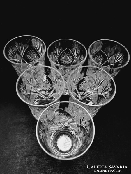 Polished crystal soda or water glasses, set, 6 pieces in one