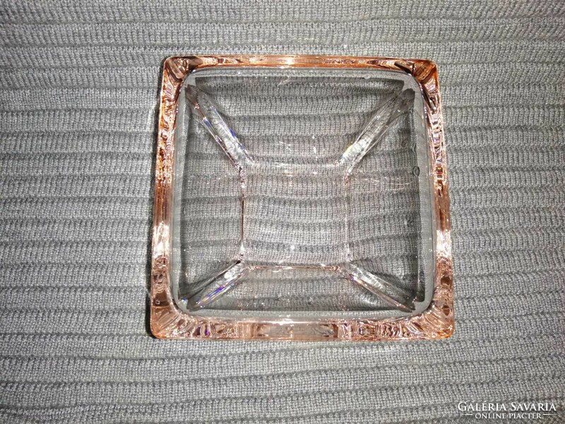 Square glass bowl in peach blossom color 12.5*12.5 cm (a7)