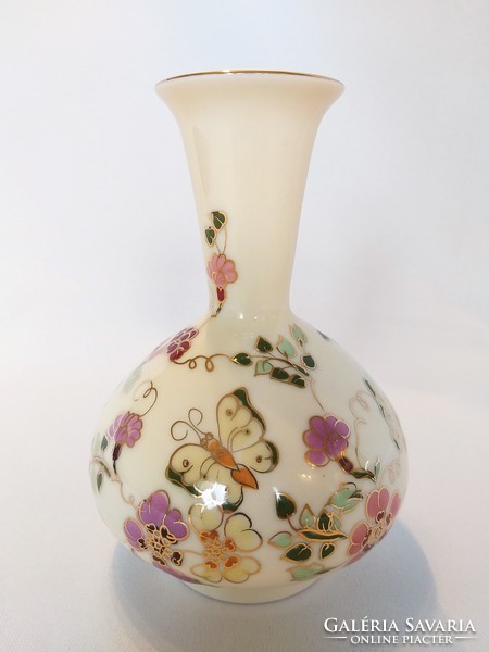 Butterfly narrow neck vase by Zsolnay. In new condition! (No.: 24/244.)