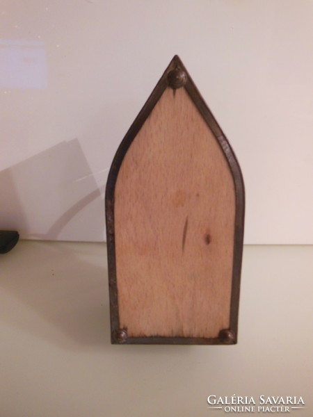 Box - metal - wood - 18 x 15 x 8 cm - candy holder - German - perfect