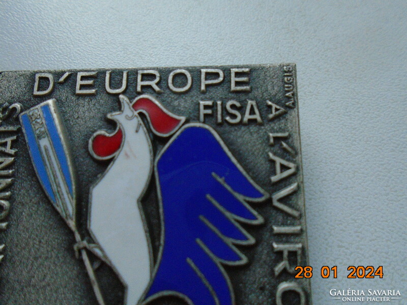 1967 Vichy Európai Evezős Bajnokság FFSA ,A.AUGIS jelzéssel,színes zománc francia jelvény,kitüző