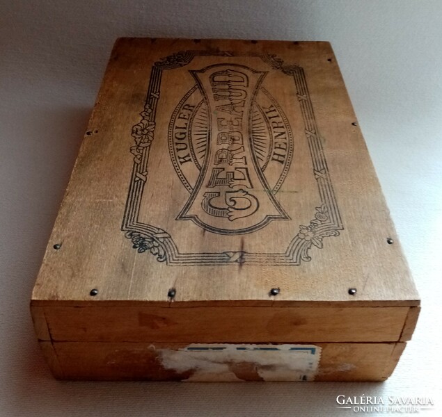 Antique kugler henrik gerbeaud patisserie wooden box + chocolate quality dessert + old gerbeaud box