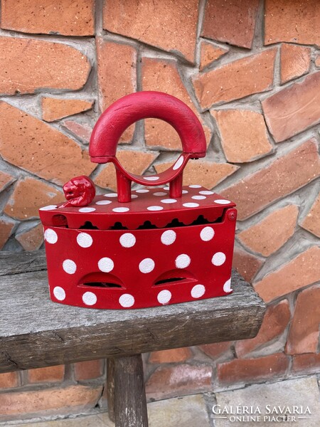 Polka Dot Watering Can Charcoal Iron Enamel Enamel Nostalgic Peasant Decoration