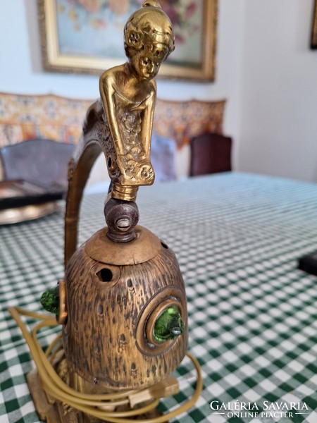 Antique Viennese Art Nouveau copper table lamp