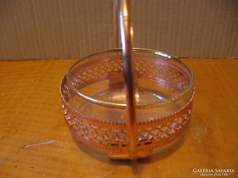 Copper basket with gilded glass bowl insert