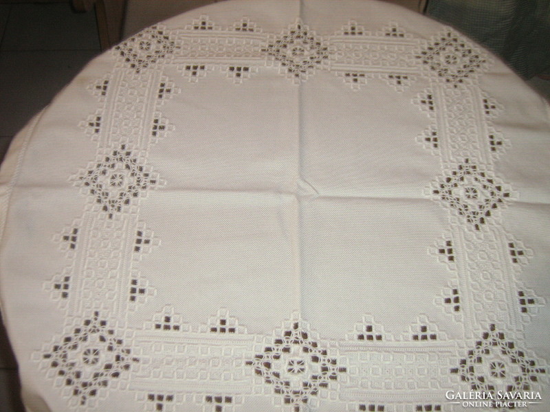 Beautiful embroidered azure woven tablecloth
