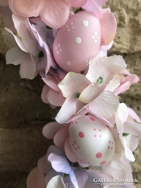Vintage tavaszi ajtódísz ablakdísz kopogtató nyuszis húsvéti dekor dekoráció egyedi rózsaszín