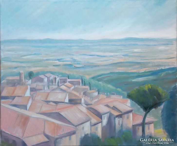 Town in Tuscany - Oil Painting