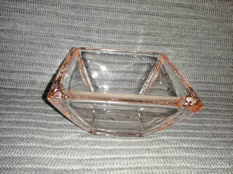 Square glass bowl in peach blossom color 12.5*12.5 cm (a7)