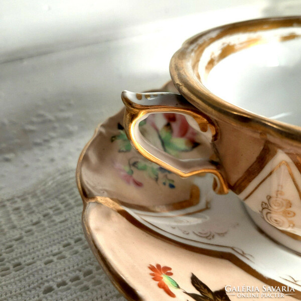 P&s portheim&sons 1847-1872 hand-painted Viennese rose porcelain teacup and plate - art&decoration