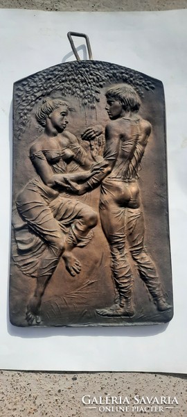 Szerelmespár bronz dombormű relief - Borsos Miklós ?