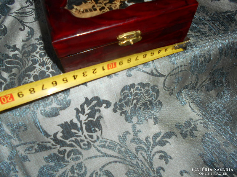 Chinese lacquer box with a cork miniature insert on the top and a jewelry holder